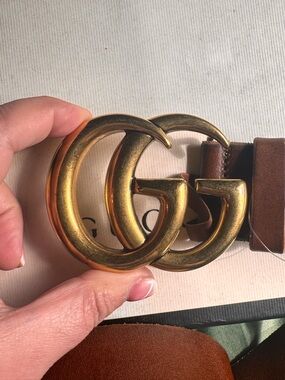 Gucci Leather Belt Size 102/16 Brown Made in Italy